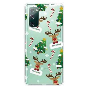 For Samsung Galaxy S20 FE Christmas Series Clear TPU Protective Case(Cane Deer)