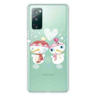 For Samsung Galaxy S20 FE Christmas Series Clear TPU Protective Case(Couple Snowman)