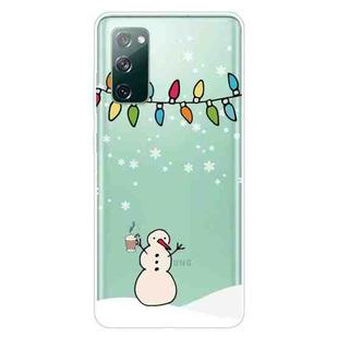 For Samsung Galaxy S20 FE Christmas Series Clear TPU Protective Case(Milk Tea Snowman)