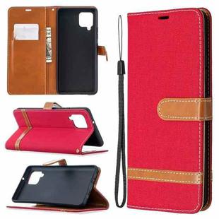 For Samsung Galaxy A42 5G Color Matching Denim Texture Horizontal Flip Leather Case with Holder & Card Slots & Wallet & Lanyard(Red)