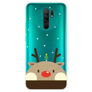 For Xiaomi Redmi 9 Christmas Series Transparent TPU Protective Case(Fat Deer)