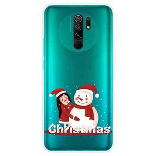 For Xiaomi Redmi 9 Christmas Series Transparent TPU Protective Case(Girl Snowman)