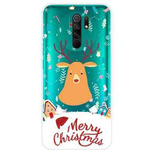 For Xiaomi Redmi 9 Christmas Series Transparent TPU Protective Case(Christmas Ugly Deer)