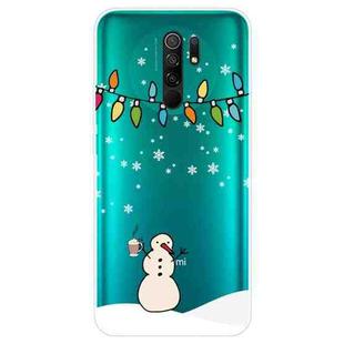 For Xiaomi Redmi 9 Christmas Series Transparent TPU Protective Case(Milk Tea Snowman)