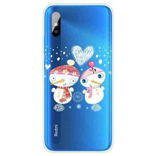 For Xiaomi Redmi 9A Christmas Series Transparent TPU Protective Case(Couple Snowman)