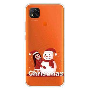 For Xiaomi Redmi 9C Christmas Series Transparent TPU Protective Case(Girl Snowman)