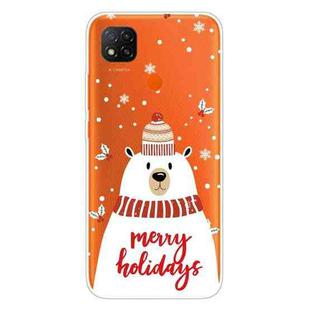 For Xiaomi Redmi 9C Christmas Series Transparent TPU Protective Case(Scarf White Bear)