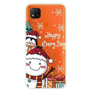 For Xiaomi Redmi 9C Christmas Series Transparent TPU Protective Case(Cute Penguin Snowman)