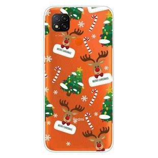 For Xiaomi Redmi 9C Christmas Series Transparent TPU Protective Case(Cane Deer)