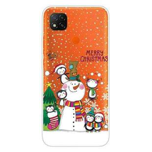 For Xiaomi Redmi 9C Christmas Series Transparent TPU Protective Case(Penguin Family)