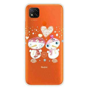 For Xiaomi Redmi 9C Christmas Series Transparent TPU Protective Case(Couple Snowman)