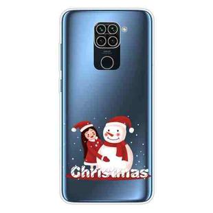 For Xiaomi Redmi Note 9 Christmas Series Transparent TPU Protective Case(Girl Snowman)