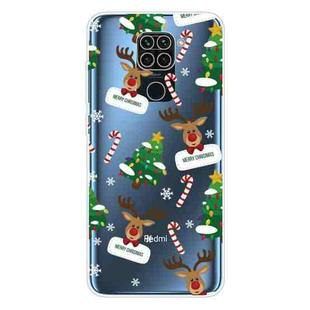 For Xiaomi Redmi Note 9 Christmas Series Transparent TPU Protective Case(Cane Deer)
