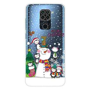 For Xiaomi Redmi Note 9 Christmas Series Transparent TPU Protective Case(Penguin Family)