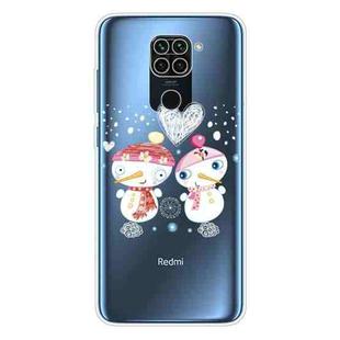 For Xiaomi Redmi Note 9 Christmas Series Transparent TPU Protective Case(Couple Snowman)