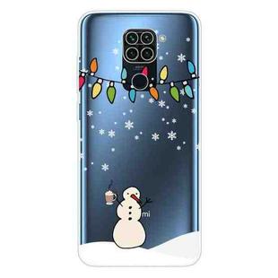 For Xiaomi Redmi Note 9 Christmas Series Transparent TPU Protective Case(Milk Tea Snowman)