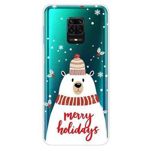 For Xiaomi Redmi Note 9S Christmas Series Transparent TPU Protective Case(Scarf White Bear)