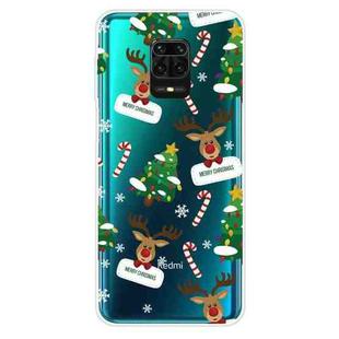 For Xiaomi Redmi Note 9S Christmas Series Transparent TPU Protective Case(Cane Deer)
