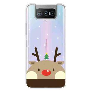 For ASUS Zenfone 7 Pro ZS671KS Christmas Series Transparent TPU Protective Case(Fat Deer)
