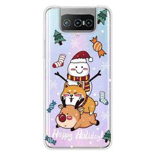 For ASUS Zenfone 7 Pro ZS671KS Christmas Series Transparent TPU Protective Case(Stacked Doll)