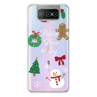 For ASUS Zenfone 7 Pro ZS671KS Christmas Series Transparent TPU Protective Case(Simple Snowman)