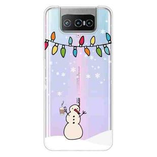 For ASUS Zenfone 7 Pro ZS671KS Christmas Series Transparent TPU Protective Case(Milk Tea Snowman)