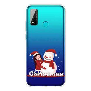 For Huawei P Smart 2020 Christmas Series Transparent TPU Protective Case(Girl Snowman)