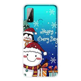 For Huawei P Smart 2020 Christmas Series Transparent TPU Protective Case(Cute Penguin Snowman)