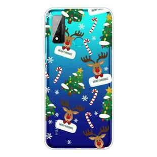 For Huawei P Smart 2020 Christmas Series Transparent TPU Protective Case(Cane Deer)