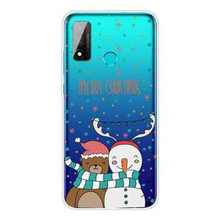 For Huawei P Smart 2020 Christmas Series Transparent TPU Protective Case(Take Picture Bear Snowman)
