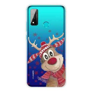 For Huawei P Smart 2020 Christmas Series Transparent TPU Protective Case(Smiley Deer)