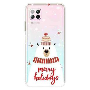 For Huawei P40 Lite & Nova 6 SE Christmas Series Transparent TPU Protective Case(Scarf White Bear)