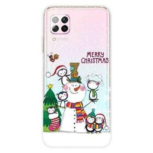 For Huawei P40 Lite & Nova 6 SE Christmas Series Transparent TPU Protective Case(Penguin Family)