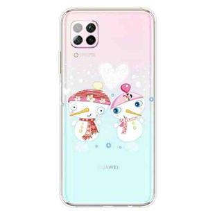 For Huawei P40 Lite & Nova 6 SE Christmas Series Transparent TPU Protective Case(Couple Snowman)