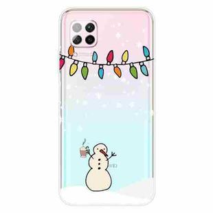 For Huawei P40 Lite & Nova 6 SE Christmas Series Transparent TPU Protective Case(Milk Tea Snowman)