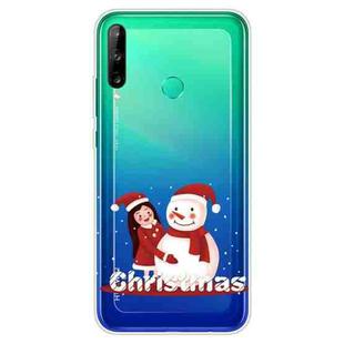 For Huawei P40 Lite E Christmas Series Transparent TPU Protective Case(Girl Snowman)