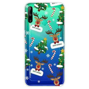 For Huawei P40 Lite E Christmas Series Transparent TPU Protective Case(Cane Deer)