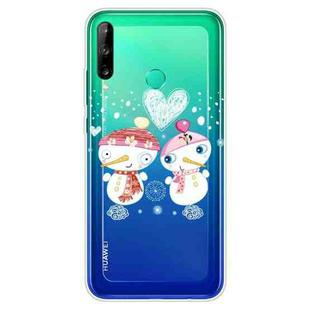 For Huawei P40 Lite E Christmas Series Transparent TPU Protective Case(Couple Snowman)