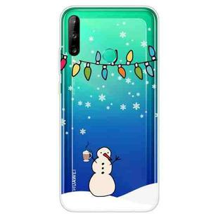 For Huawei P40 Lite E Christmas Series Transparent TPU Protective Case(Milk Tea Snowman)