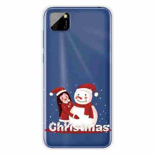 For Huawei Y5p Christmas Series Transparent TPU Protective Case(Girl Snowman)