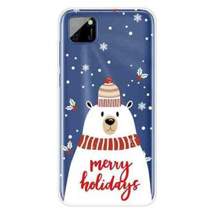 For Huawei Y5p Christmas Series Transparent TPU Protective Case(Scarf White Bear)