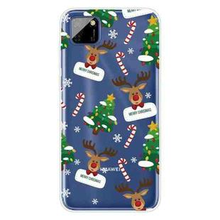 For Huawei Y5p Christmas Series Transparent TPU Protective Case(Cane Deer)