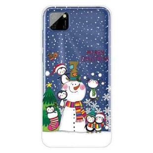 For Huawei Y5p Christmas Series Transparent TPU Protective Case(Penguin Family)