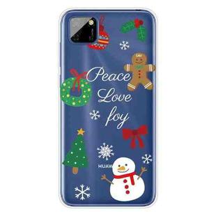 For Huawei Y5p Christmas Series Transparent TPU Protective Case(Simple Snowman)