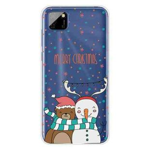 For Huawei Y5p Christmas Series Transparent TPU Protective Case(Take Picture Bear Snowman)