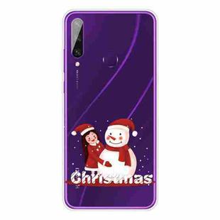 For Huawei Y6p Christmas Series Transparent TPU Protective Case(Girl Snowman)
