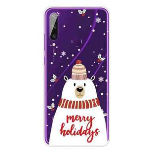 For Huawei Y6p Christmas Series Transparent TPU Protective Case(Scarf White Bear)