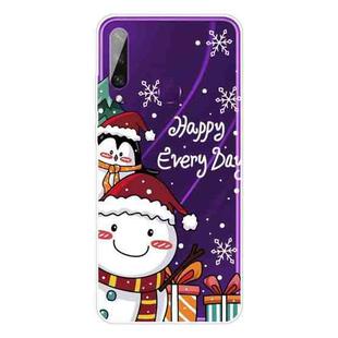 For Huawei Y6p Christmas Series Transparent TPU Protective Case(Cute Penguin Snowman)