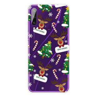 For Huawei Y6p Christmas Series Transparent TPU Protective Case(Cane Deer)