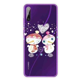 For Huawei Y6p Christmas Series Transparent TPU Protective Case(Couple Snowman)
